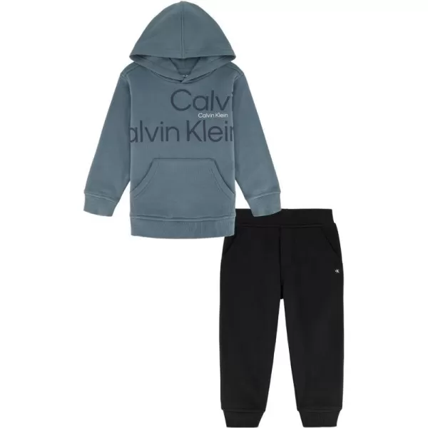 Calvin Klein boys 2 Pieces Fleece Hooded Jog SetGoblin Blue  Black