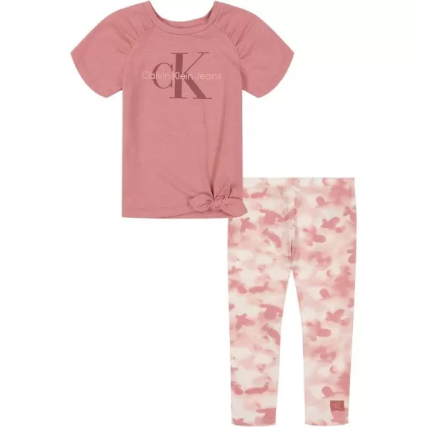 Calvin Klein girls 2 Pieces Tunic Legging SetAsh Rose  Antique White