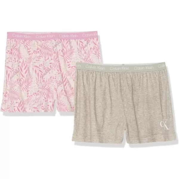 Calvin Klein girls Kids Top and Bottom Pajama Sleep Set WearLeo LeavesHeather Grey As2