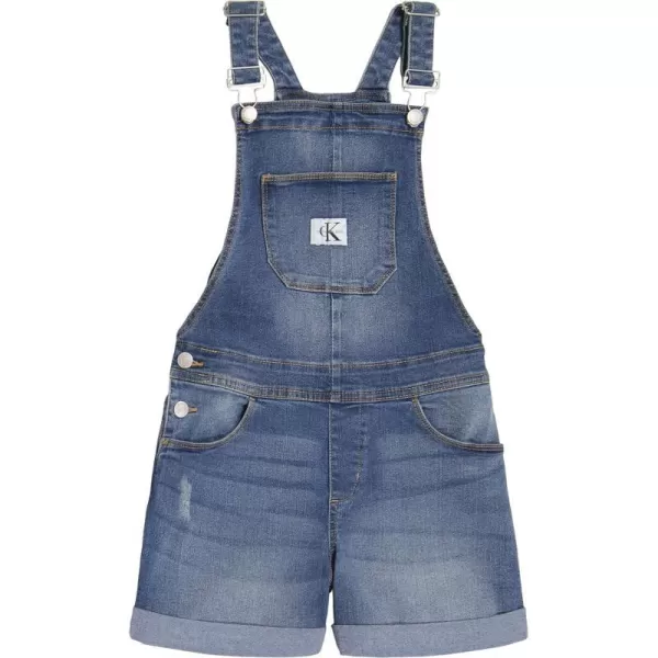 Calvin Klein girls Stretch Denim Shortalls Boyfriend Fit Jean Overalls With Adjustable StrapsAuthentic