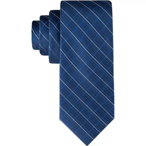 Calvin Klein mens Classic Navy Solid and Pattern Ties  Regular and Extra Large SizesNavy Etched