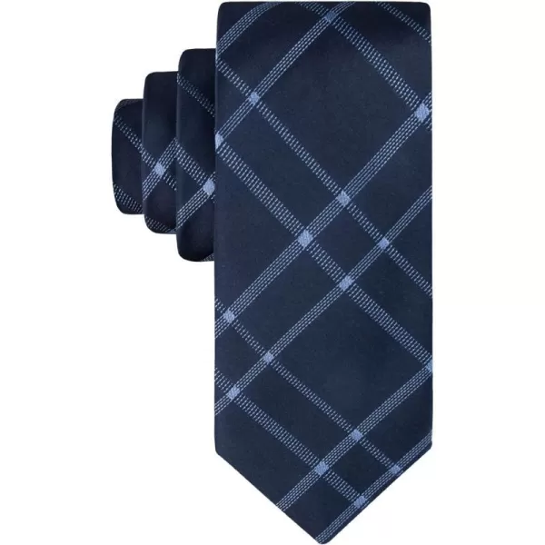 Calvin Klein mens Classic Navy Solid and Pattern Ties  Regular and Extra Large SizesNavy Plaid