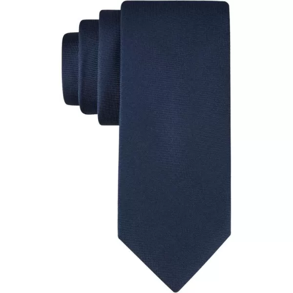 Calvin Klein mens Classic Navy Solid and Pattern Ties  Regular and Extra Large SizesNavy Silver Spun