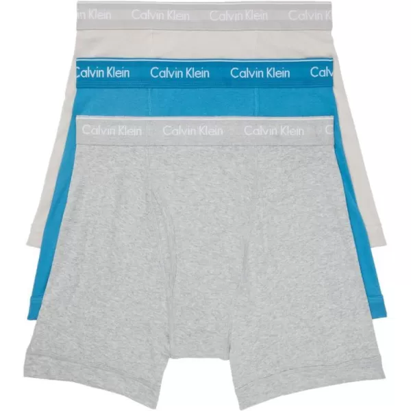 Calvin Klein mens Cotton Classics 3Pack Boxer BriefTapestry Teal Dove Grey Heather