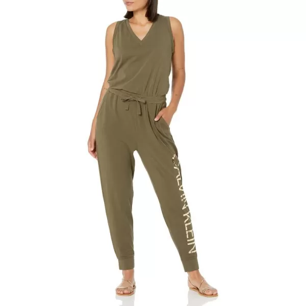 Calvin Klein womens Designer Logo Jumpsuit Romper WDrawstringCaper 2