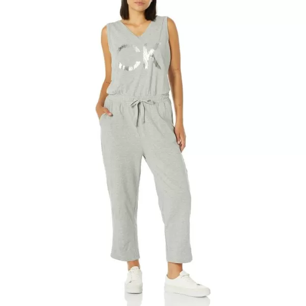 Calvin Klein womens Designer Logo Jumpsuit Romper WDrawstringHeathrTin