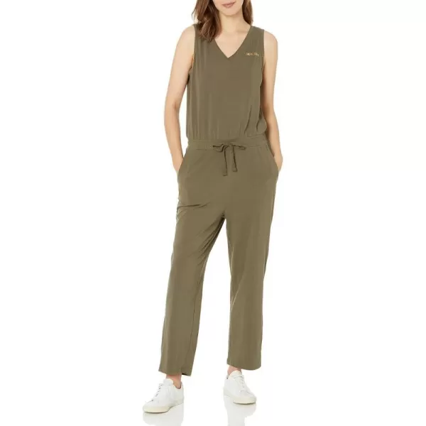 Calvin Klein womens Designer Logo Jumpsuit Romper WDrawstringSolid Caper