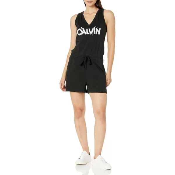 Calvin Klein womens Relax Designer Logo RomperBlackWhite