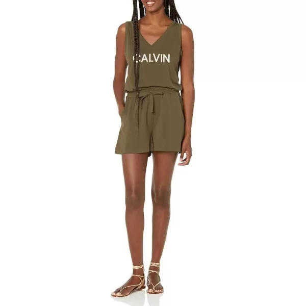 Calvin Klein womens Relax Designer Logo RomperClassic Caper