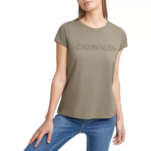 Calvin Klein womens Short Sleeve Crew Neck Logo TShirtCaper