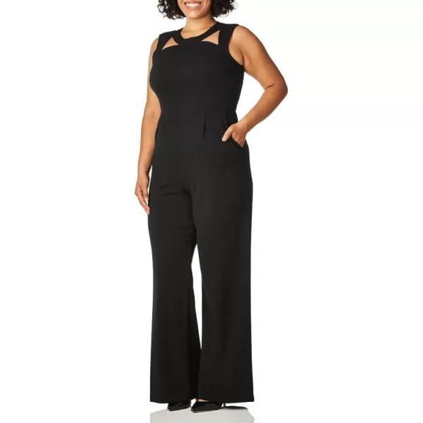 Calvin Klein womens Sleeveless Neckline Cutout Jumpsuit With PocketsBlack