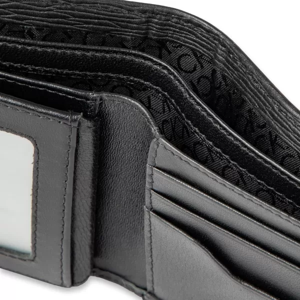 Calvin Klein Mens RFID Leather Minimalist Bifold Wallet with Multiple Card Slots and ID WindowBlack Slimfold