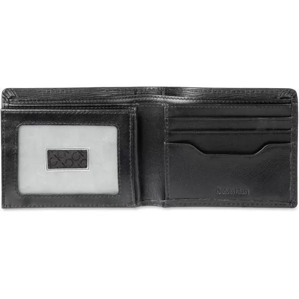 Calvin Klein Mens RFID Leather Minimalist Bifold Wallet with Multiple Card Slots and ID WindowBlack Slimfold