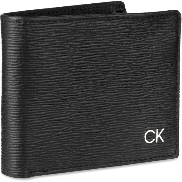 Calvin Klein Mens RFID Leather Minimalist Bifold Wallet with Multiple Card Slots and ID WindowBlack Slimfold