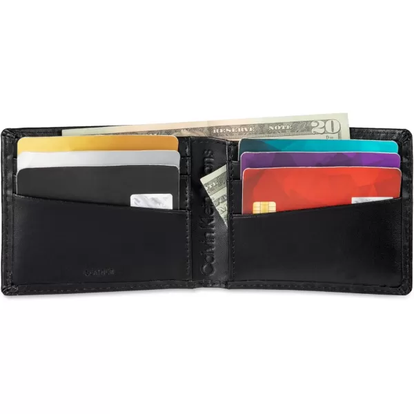 Calvin Klein Mens RFID Leather Minimalist Bifold Wallet with Multiple Card Slots and ID WindowBlackNeon Yellow