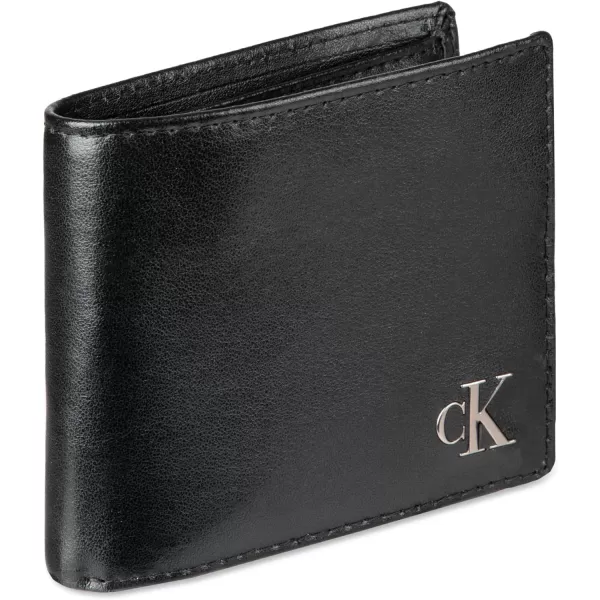 Calvin Klein Mens RFID Leather Minimalist Bifold Wallet with Multiple Card Slots and ID WindowBlackNeon Yellow