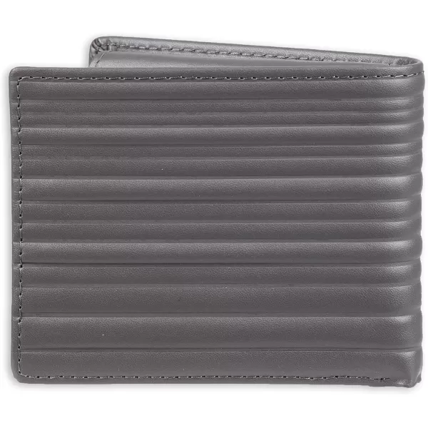 Calvin Klein Mens RFID Leather Minimalist Bifold Wallet with Multiple Card Slots and ID WindowGrey Passcase