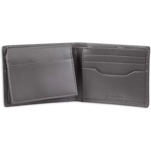 Calvin Klein Mens RFID Leather Minimalist Bifold Wallet with Multiple Card Slots and ID WindowGrey Passcase