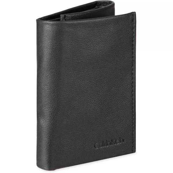 Calvin Klein Mens RFID Leather Trifold WalletBlack