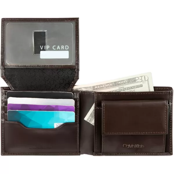 Calvin Klein Mens Wallet SetsMinimalist Card Cases Bifold WalletsBrown Coin Pocket  Bifold