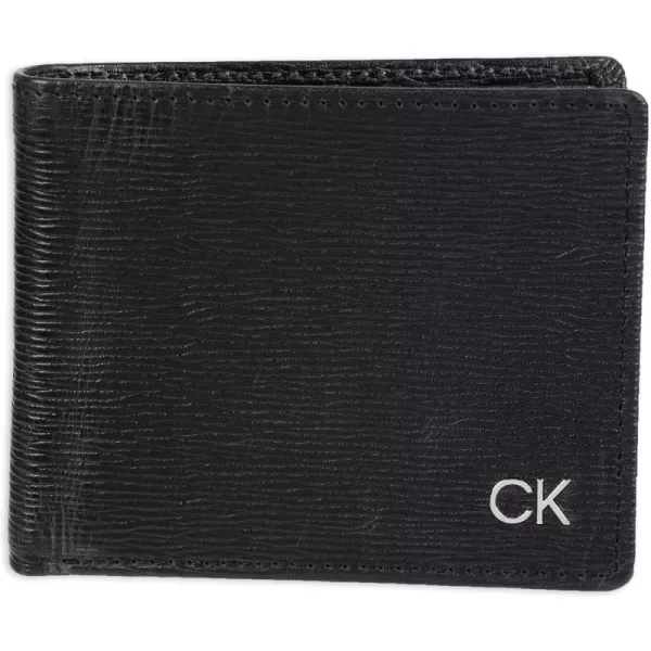 Calvin Klein Mens RFID Leather Minimalist Bifold Wallet with Multiple Card Slots and ID WindowBlack Slimfold