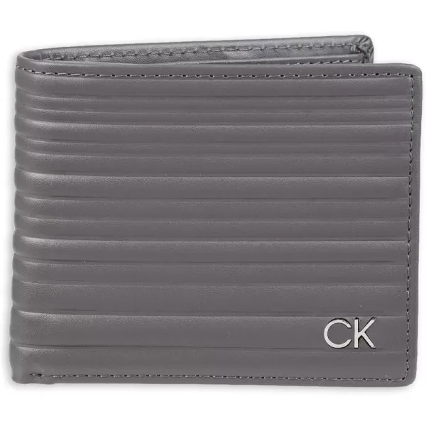 Calvin Klein Mens RFID Leather Minimalist Bifold Wallet with Multiple Card Slots and ID WindowGrey Passcase