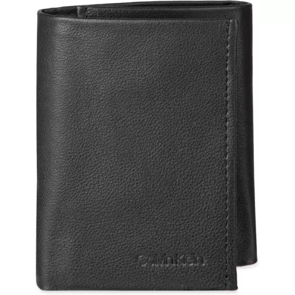 Calvin Klein Mens RFID Leather Trifold WalletBlack