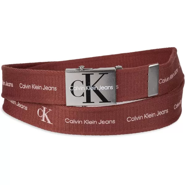 Calvin Klein Mens 38mm Web Belt with LogoBlackDark RedNavy