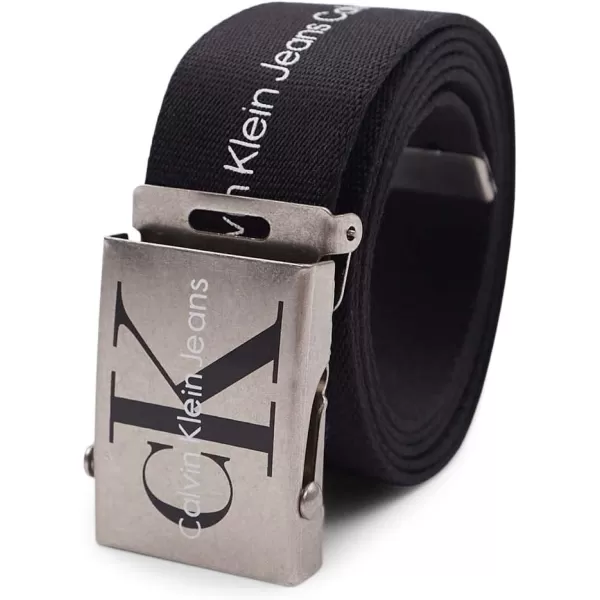 Calvin Klein Mens 38mm Web Belt with LogoWhiteBlackGrey