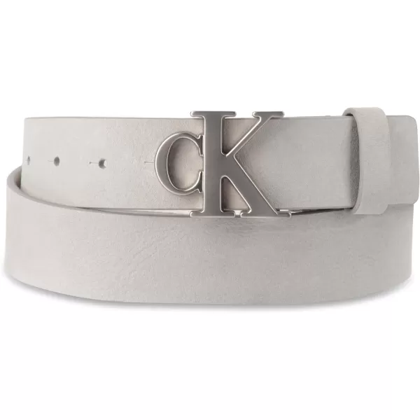 Calvin Klein Mens Casual CK Monogram Cut Out Buckle BeltLight Grey