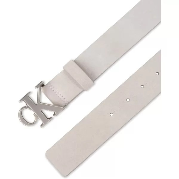 Calvin Klein Mens Casual CK Monogram Cut Out Buckle BeltLight Grey
