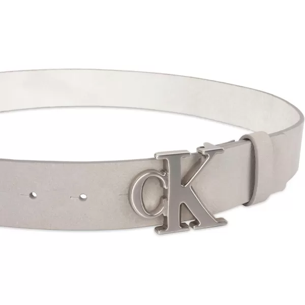 Calvin Klein Mens Casual CK Monogram Cut Out Buckle BeltLight Grey