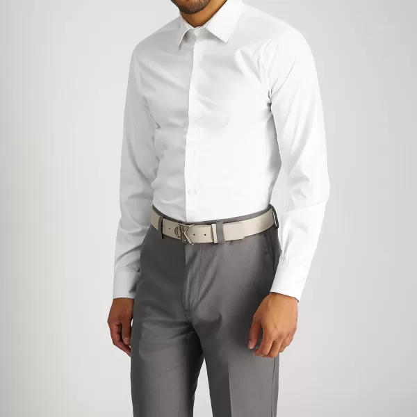 Calvin Klein Mens Casual CK Monogram Cut Out Buckle BeltLight Grey