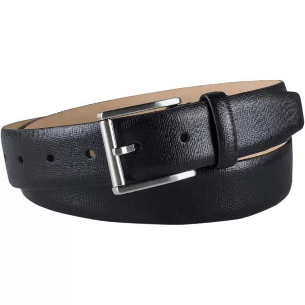 Calvin Klein Mens Modern Dress Minimalist Belt with Classic Harness BuckleBlack Embossed