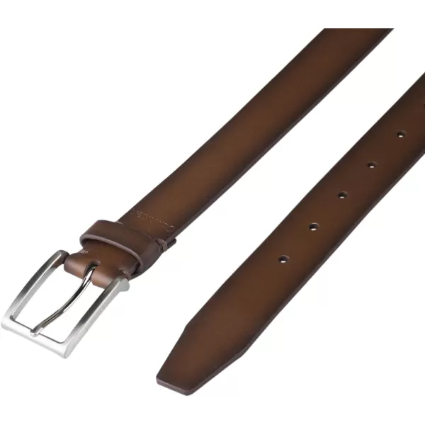 Calvin Klein Mens Modern Dress Minimalist Belt with Classic Harness BuckleCognac