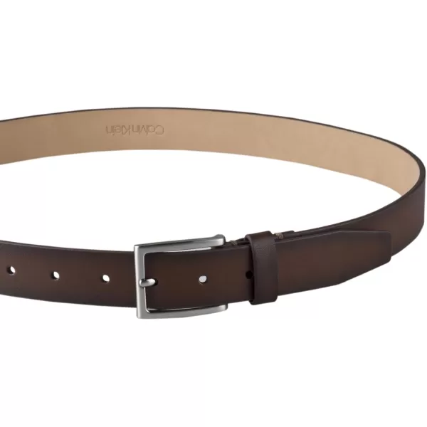 Calvin Klein Mens Modern Dress Minimalist Belt with Classic Harness BuckleCognac
