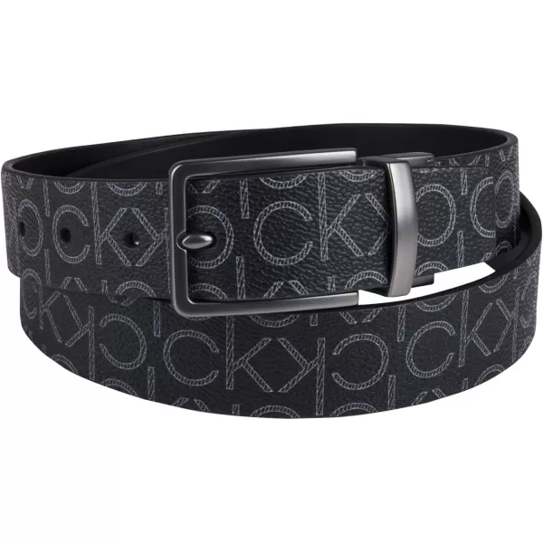 Calvin Klein Mens TwoinOne Reversible Rotative Buckle Casual Dress BeltBlackBlack