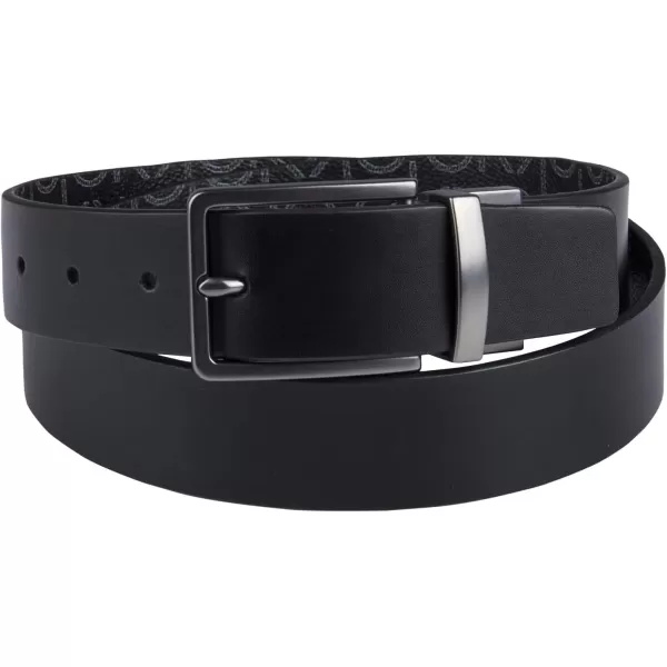 Calvin Klein Mens TwoinOne Reversible Rotative Buckle Casual Dress BeltBlackBlack