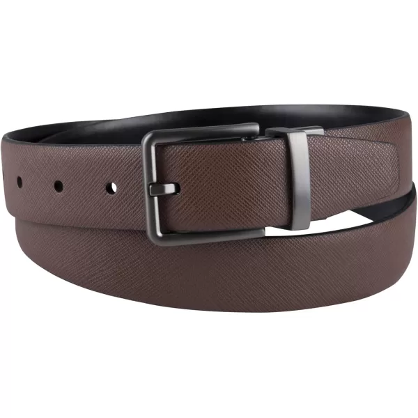 Calvin Klein Mens TwoinOne Reversible Rotative Buckle Casual Dress BeltBlackBrown