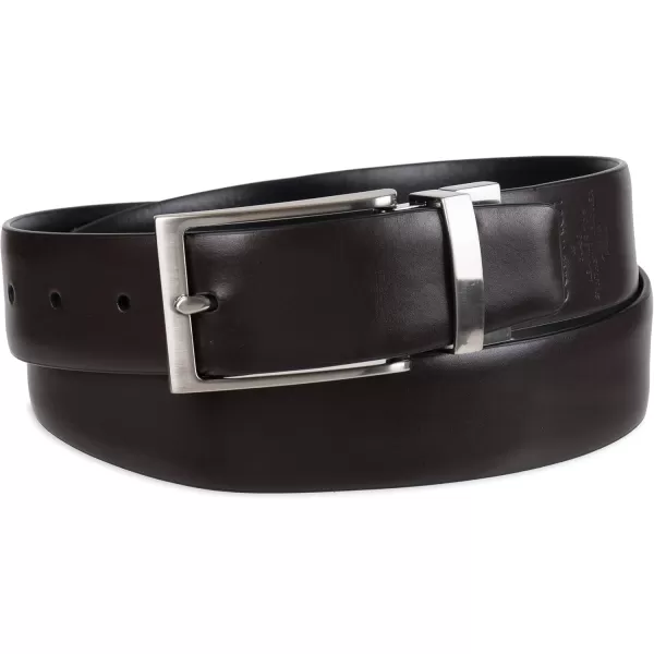 Calvin Klein Mens TwoinOne Reversible Rotative Buckle Casual Dress BeltDeep BlackBrown