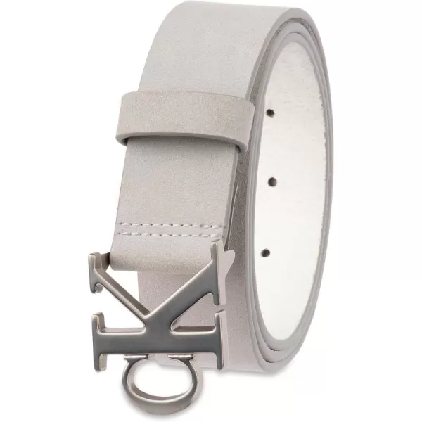 Calvin Klein Mens Casual CK Monogram Cut Out Buckle BeltLight Grey
