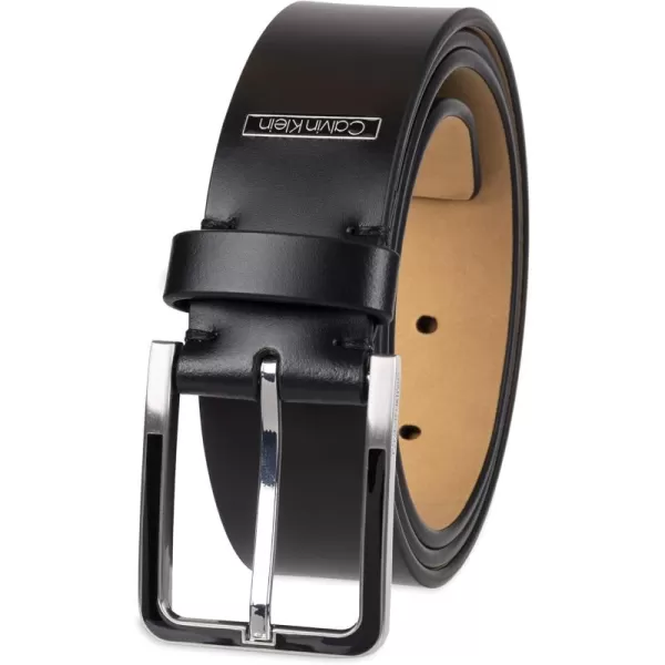 Calvin Klein Mens Modern Dress Minimalist Belt with Classic Harness BuckleDeep Black