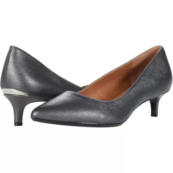 Calvin Klein Womens Gabrianna Pump Pewter Leather 75