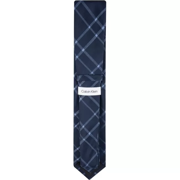 imageCalvin Klein Mens Classic Navy Blue Solid and Pattern Ties Standard and Extra Long SizesNavy Stitch Plaid