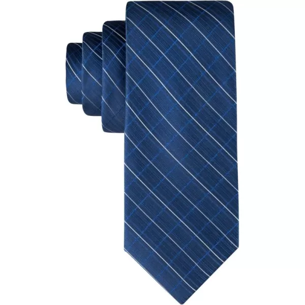 imageCalvin Klein Mens Classic Navy Blue Solid and Pattern Ties Standard and Extra Long SizesNavy Windowpane