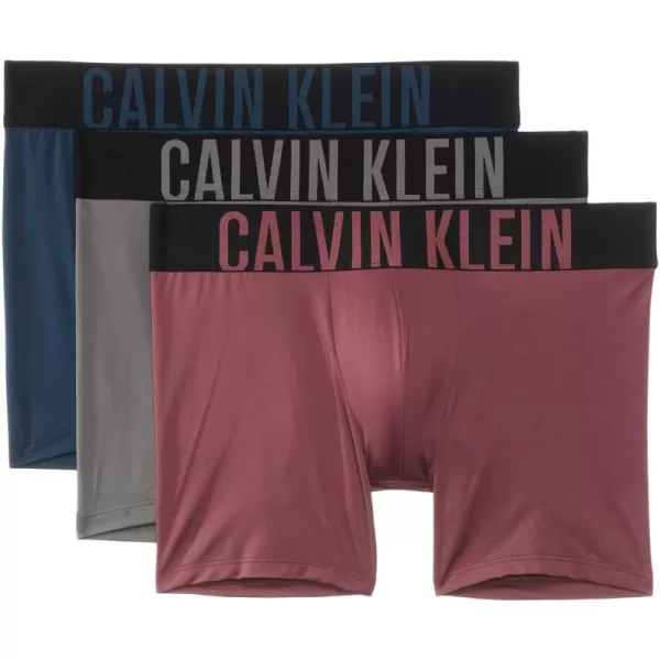 imageCalvin Klein Mens Intense Power 3Pack Boxer BriefNavy StonePewterDeep Mauve