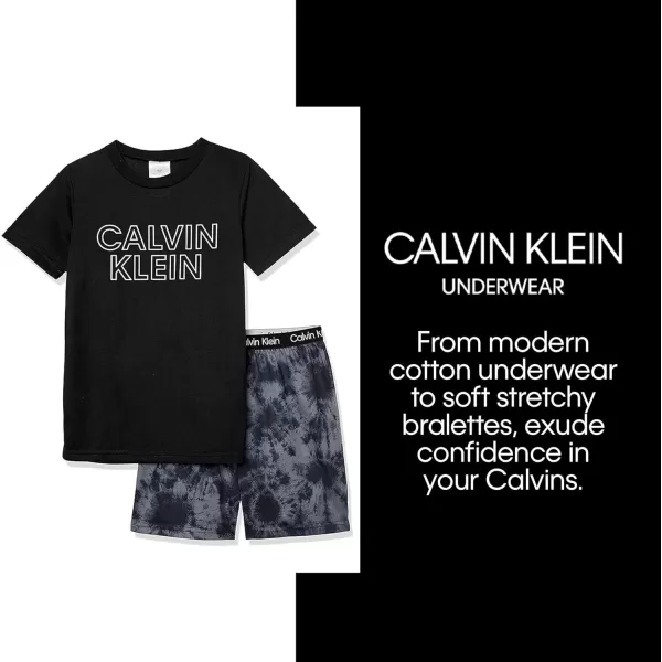 imageCalvin Klein Boys Two Piece Sleepwear Top and Bottom Pajama SetBlack  Ck Victoria Iris Logo