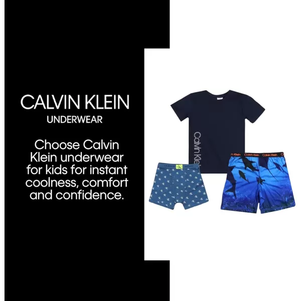 imageCalvin Klein Boys Two Piece Sleepwear Top and Bottom Pajama SetBlack  Ck Victoria Iris Logo