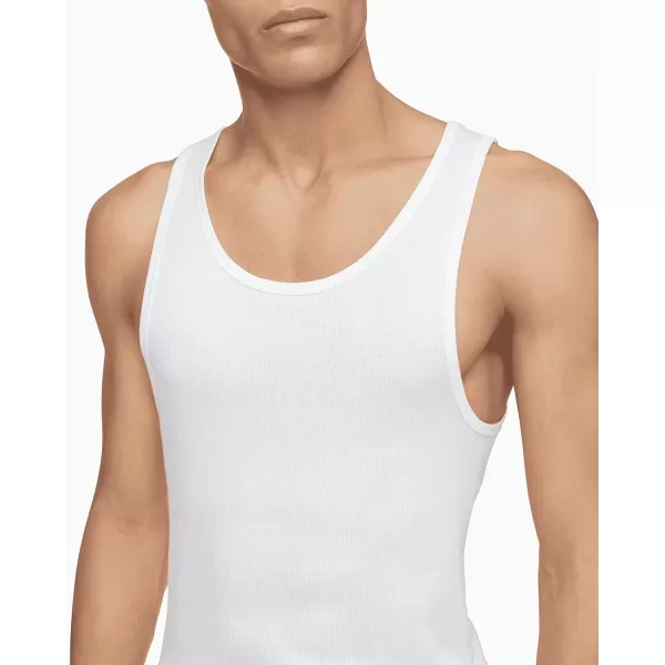 imageCalvin Klein Mens Cotton Classics 3Pack Tanks3 White  Tank