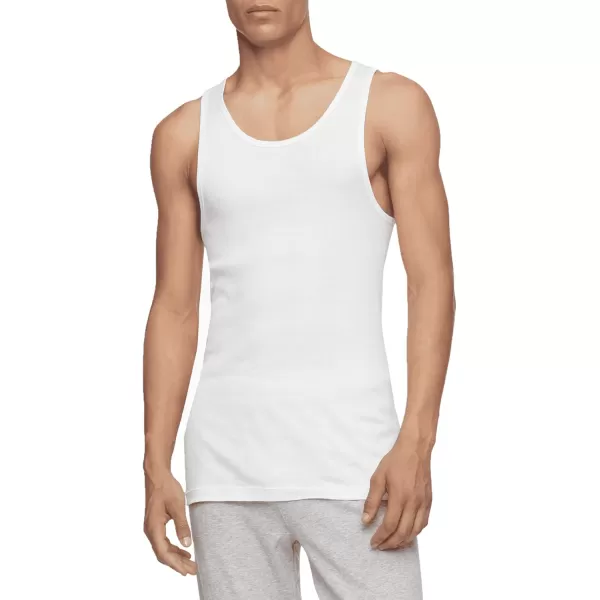 imageCalvin Klein Mens Cotton Classics 3Pack Tanks3 White  Tank